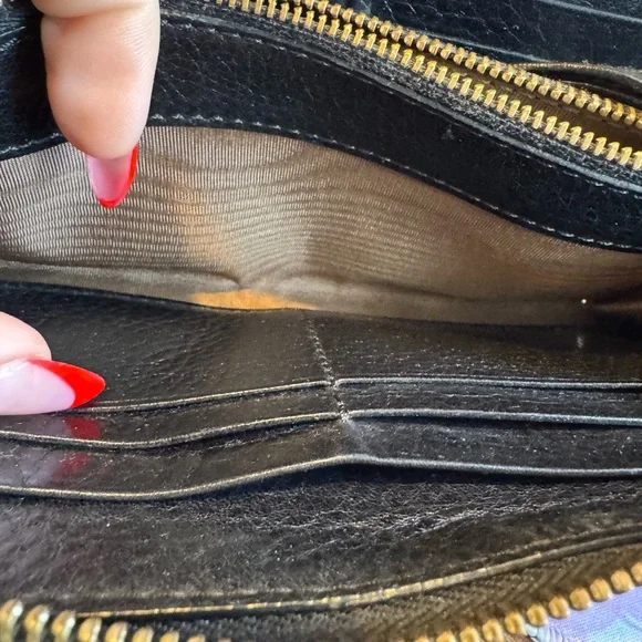 Chloe Lily Black Leather Wallet with Gold Bow